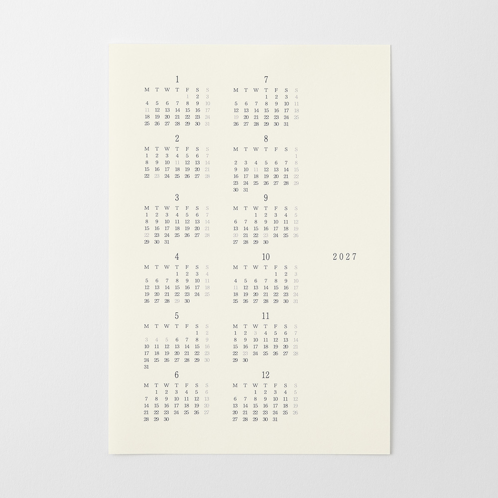 MD Kalenderaufkleber - Diary Sticker 2027 - M