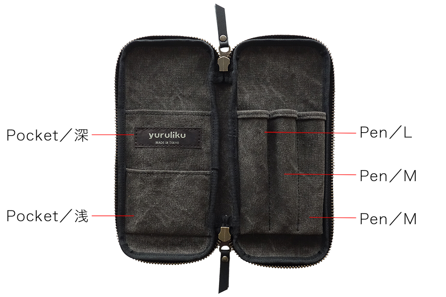 FLAT tool case / 3 Pen - Iron Black - Stifteetui von Yuruliku