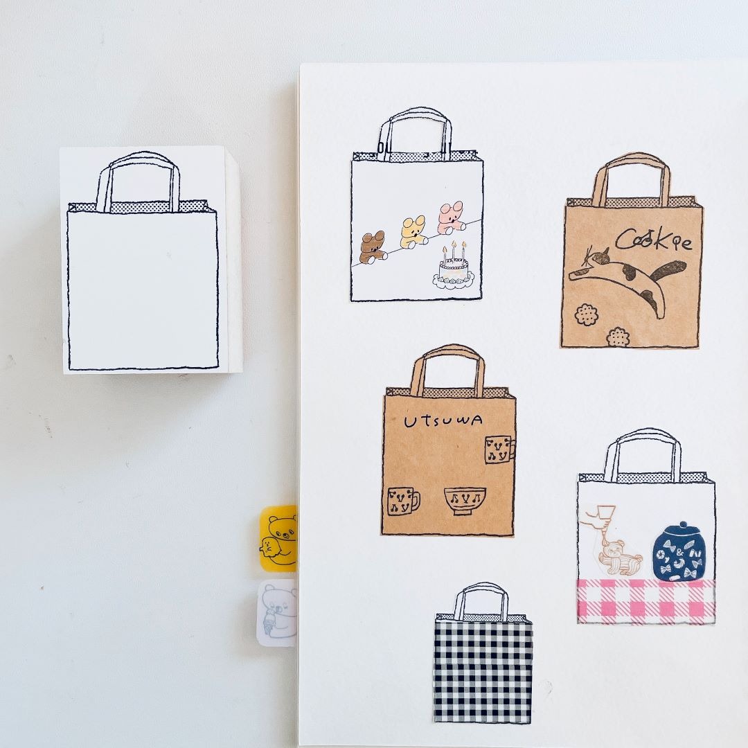 "Paper bag L-a" - Nico Recipe - Japanischer Stempel