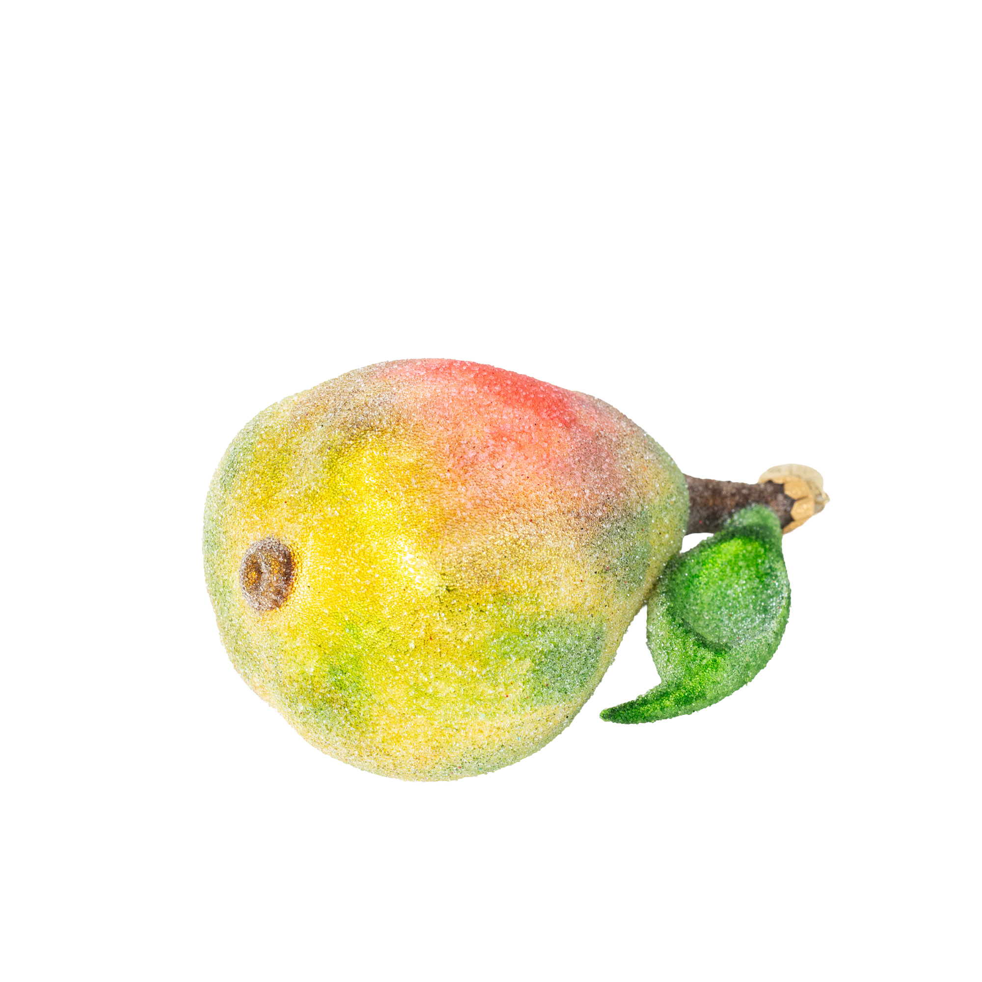 Birne mit Blatt - Christbaumschmuck - Freigeformte Glaskunst aus Polen