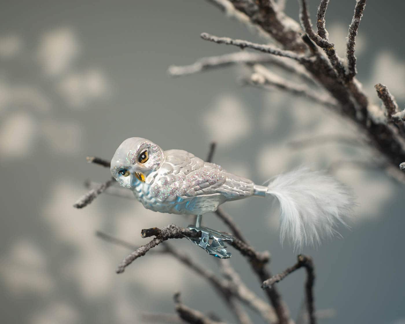 Käuzchen mit Marabufeder - Christbaumschmuck aus Glas-N134-Anva-Vögel Käuzchen mit Marabufeder - Christbaumschmuck aus Glas von Anva aus der Kategorie Vögel mit der Artikelnummer N134