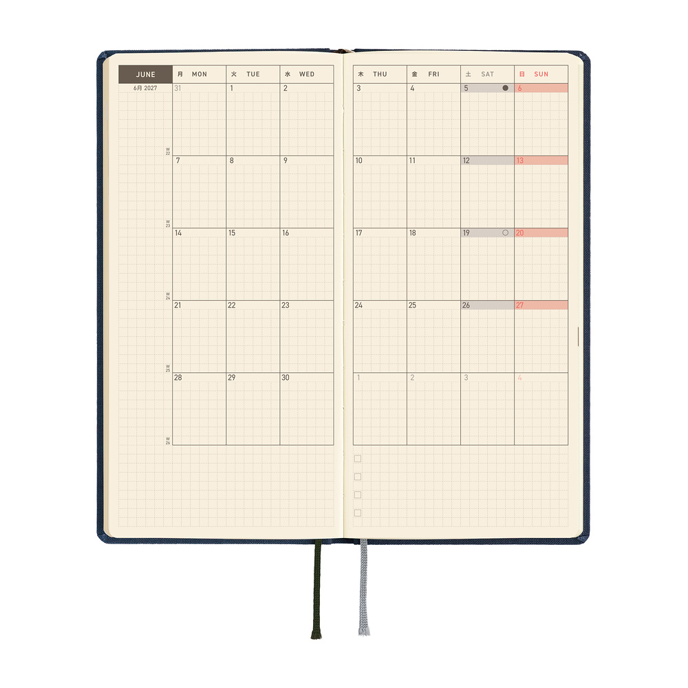 Weeks 2027 englisch – Colors: Midnight Blue | Hobonichi