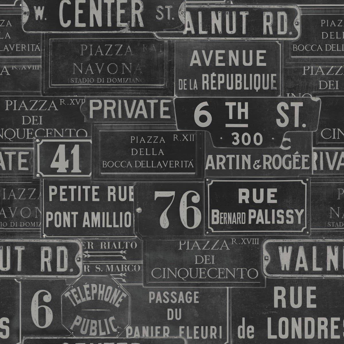 Tapete VINTAGE SIGNS ANTHRACITE-WP20037-MINDTHEGAP-MIND THE GAP Tapete VINTAGE SIGNS ANTHRACITE von MINDTHEGAP aus der Kategorie MIND THE GAP mit der Artikelnummer WP20037