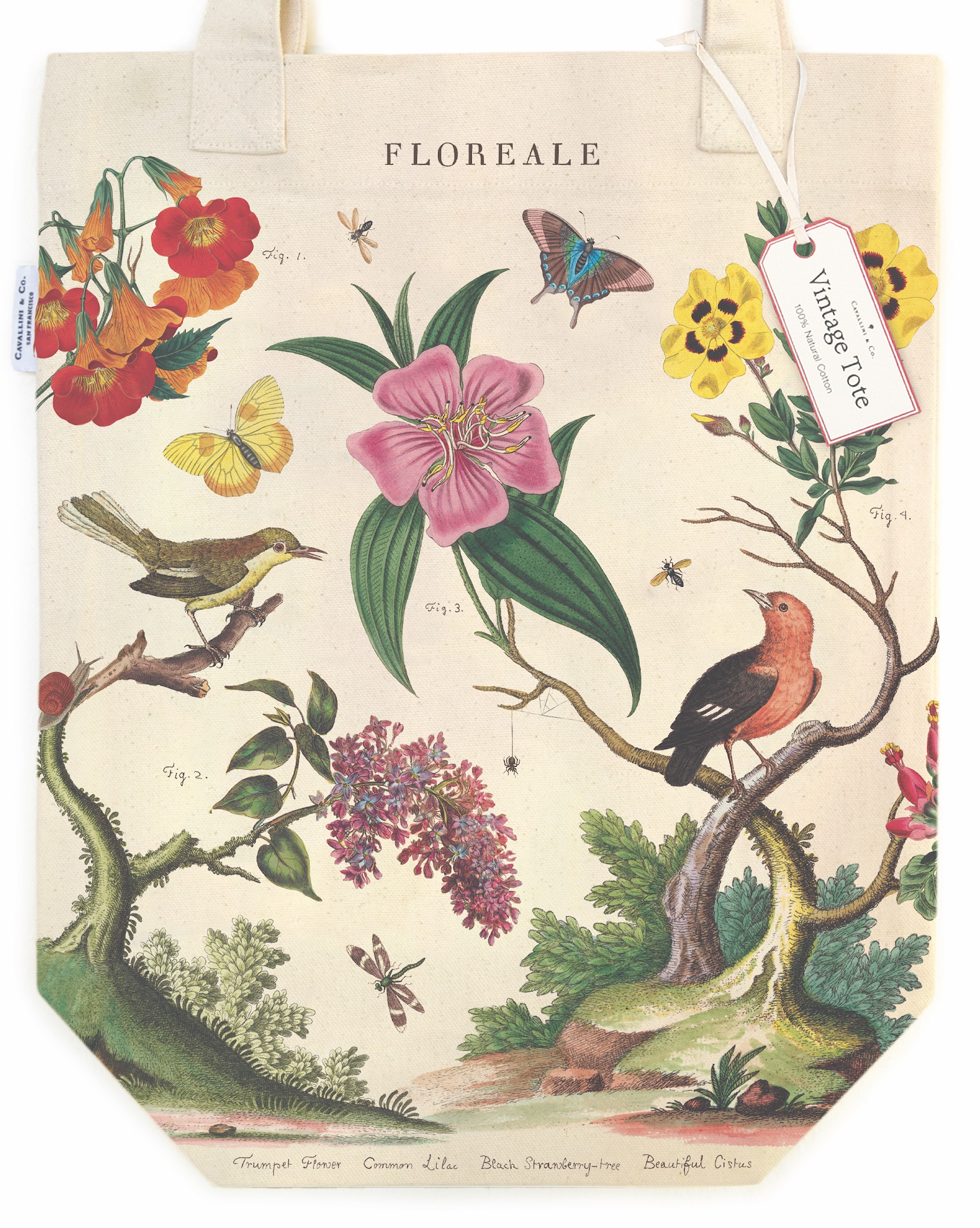 Floreale - Vintage Baumwoll-Tragetasche von Cavallini Floreale - Vintage Baumwoll-Tragetasche von Cavallini
