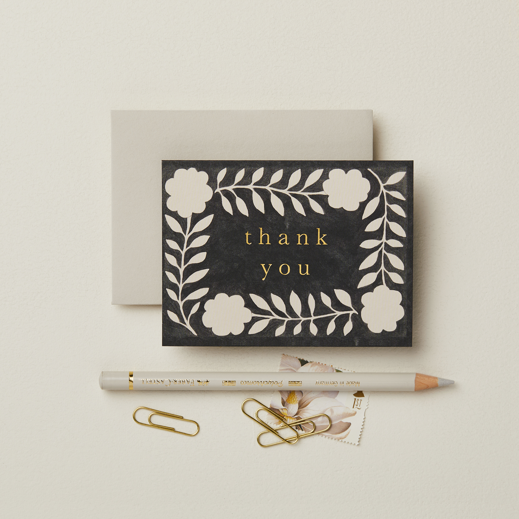 "Thank You" - Ink Flora - Mini Grußkarte von Wanderlust Paper Co.