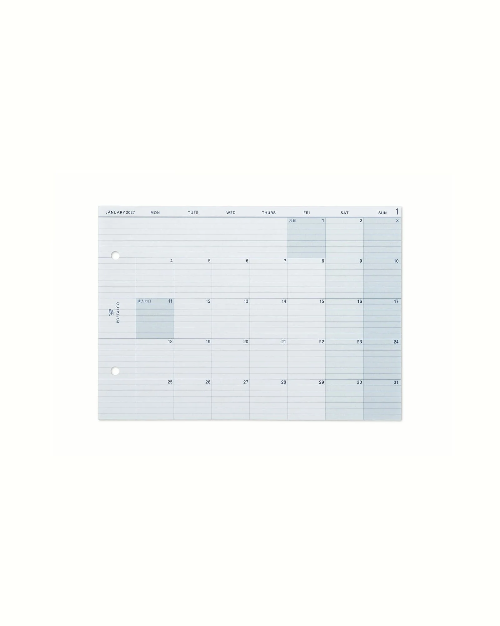 Snap Calendar 2027 - Refill für Snap Pad A5 - Postalco