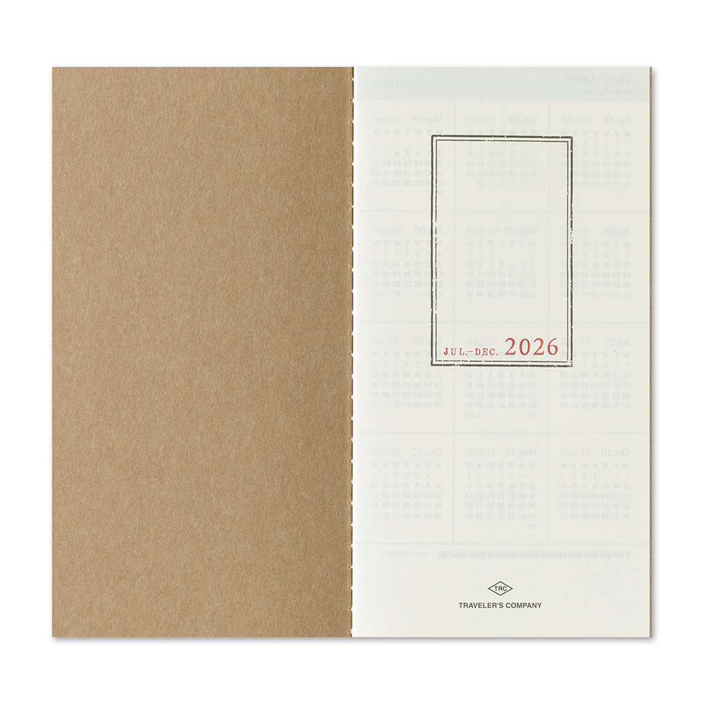 2026 2. Hälfte Kalender (Wochenansicht Vertikal) - TRAVELER'S Notebook Refill