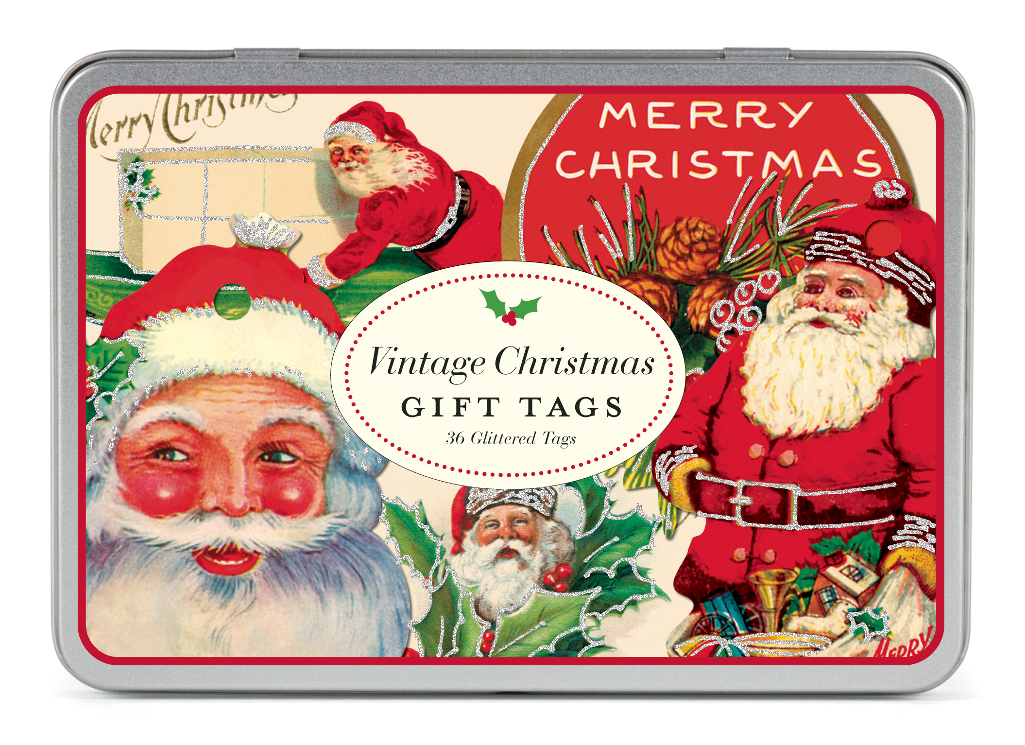 Vintage Christmas Santa Glitter Gift Tags - Cavallini Vintage Christmas Santa Glitter Gift Tags - Cavallini