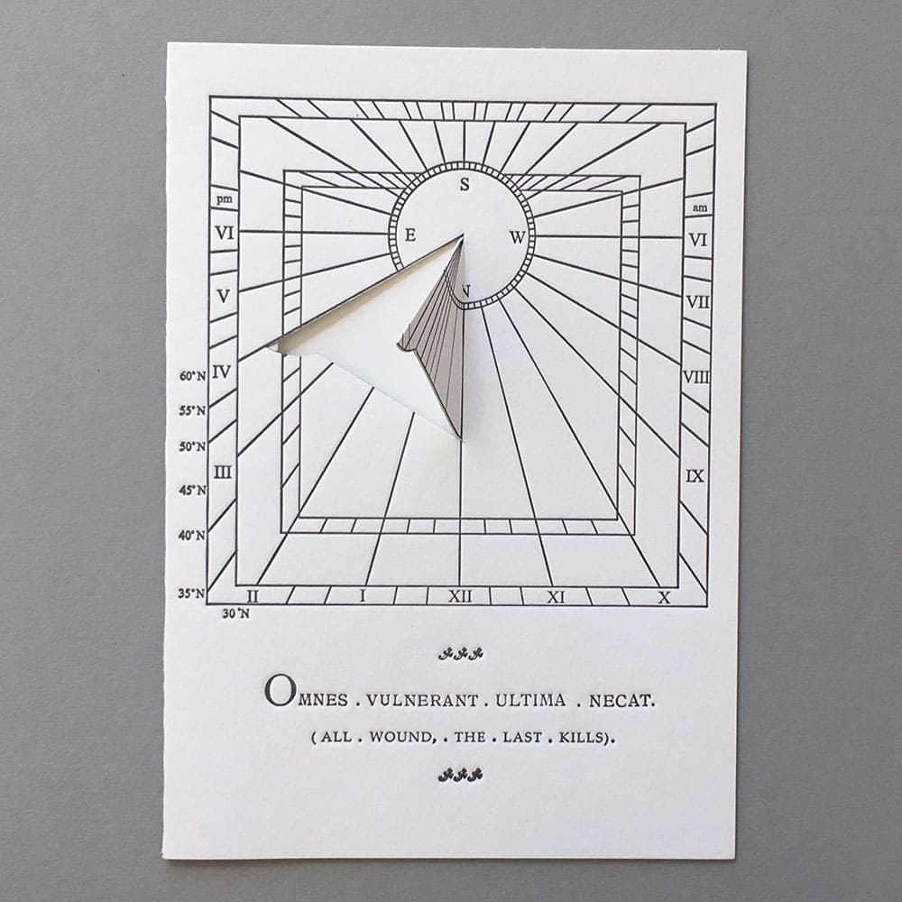 Sonnenuhr 7 - Letterpress Karte mit Umschlag