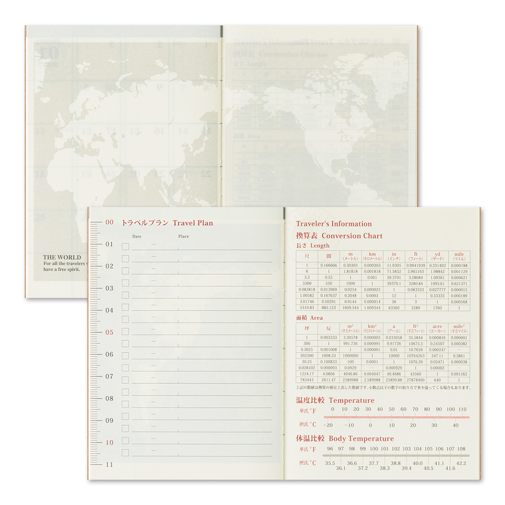 2026 Kalender (Monatsansicht) - The Traveler's Spirit - TRAVELER'S Notebook Passport Refill