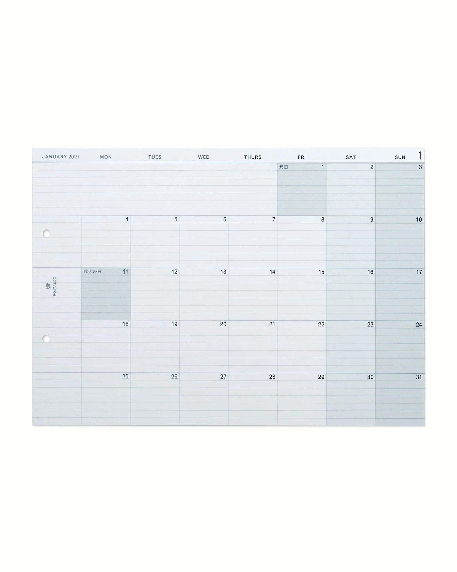 Snap Calendar 2027 - Refill für Snap Pad A4 - Postalco