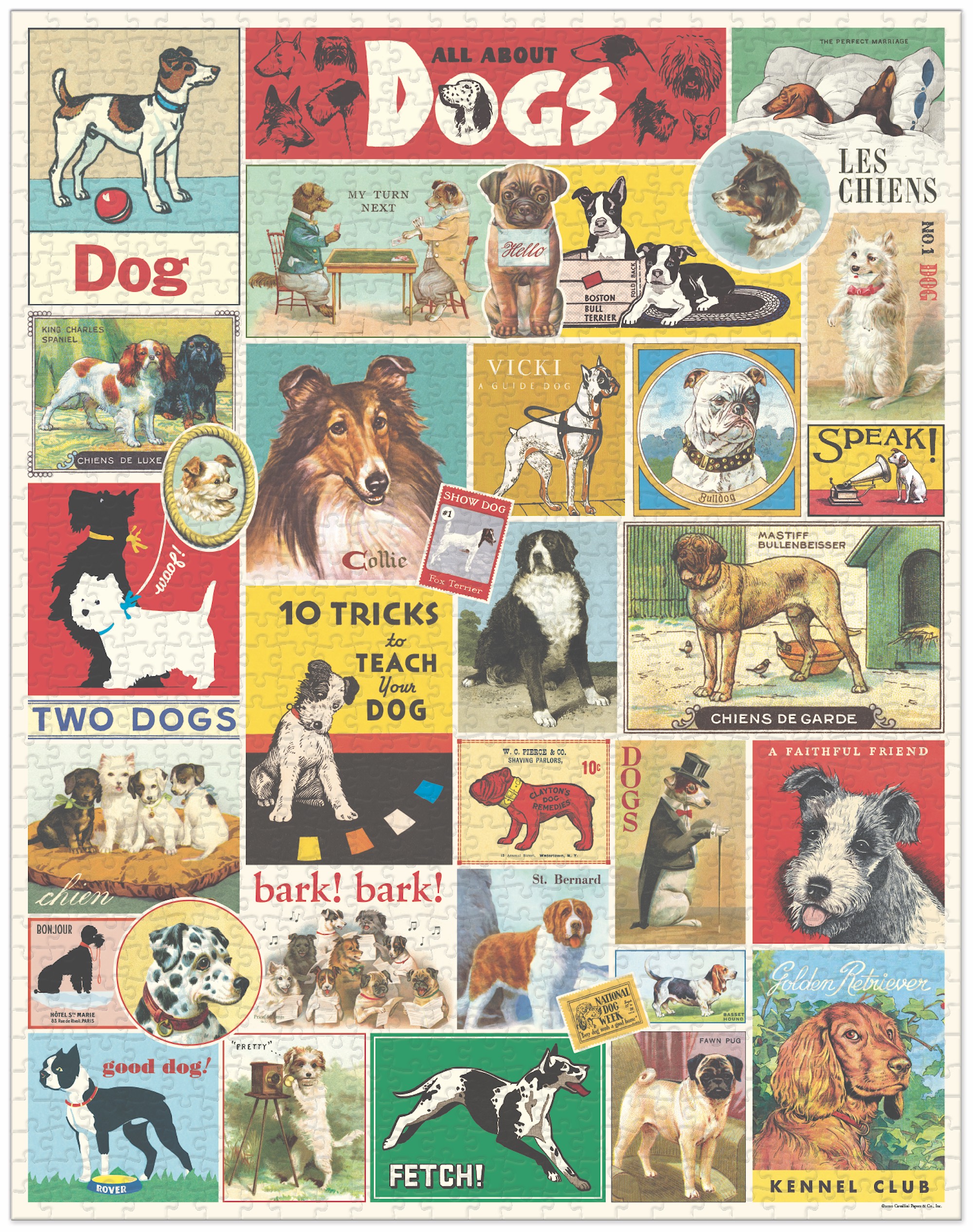 Dogs - Vintage Puzzle von Cavallini - 1.000 Teile