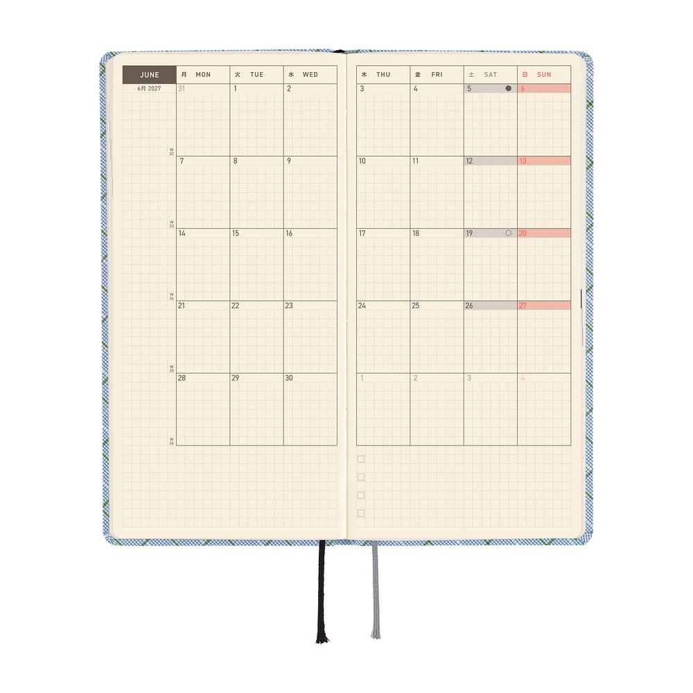 Weeks 2027 englisch – Shirt Fabric: Graph Plaid | Hobonichi