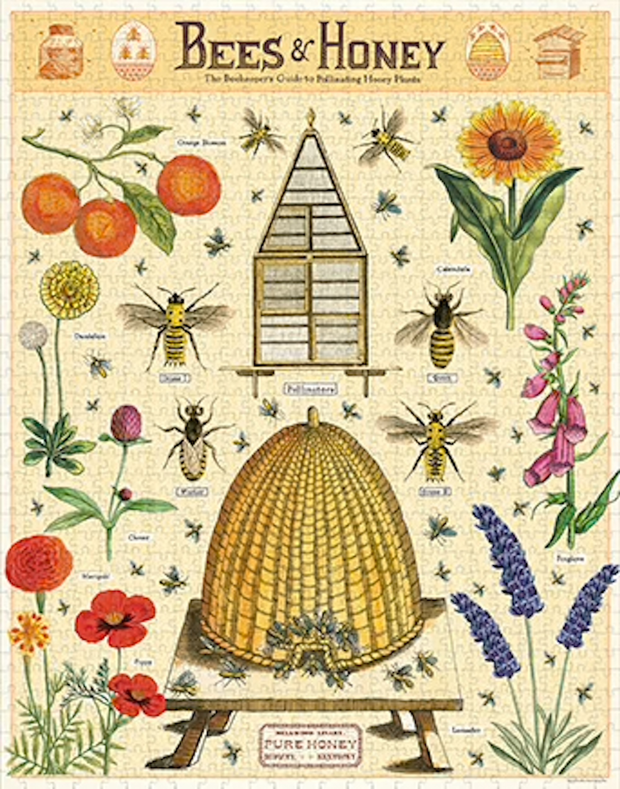Bees & Honey - Vintage Puzzle von Cavallini - 1.000 Teile Bees & Honey - Vintage Puzzle von Cavallini - 1.000 Teile